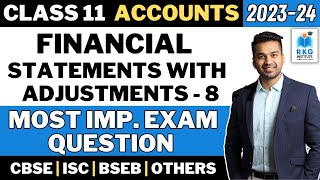 Most Important Exam Question  Financial Statements with Adjustments  8  Class 11  Accounts [upl. by Clements]